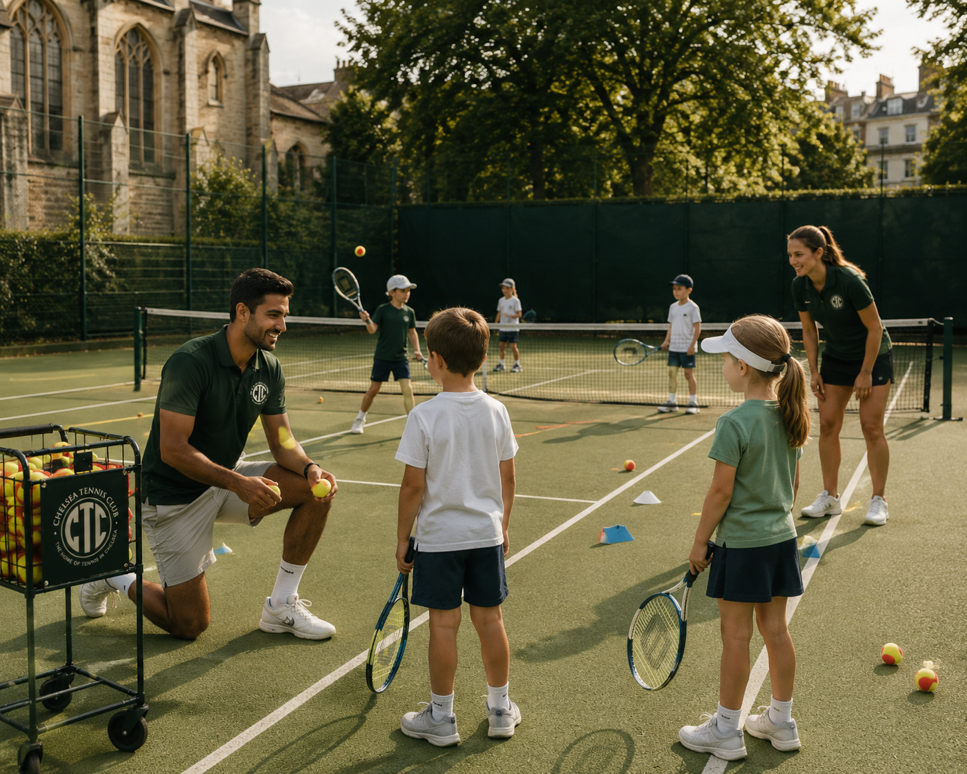 Children training at Chelsea Tennis Club